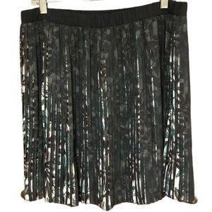 Max Studio Black Multi Gem Tone Floral Pleated Skirt NWT